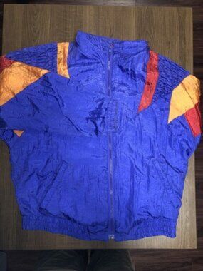 Vintage 90’s Purple Orange Red Windbreaker Jacket Women’s Medium Nylon